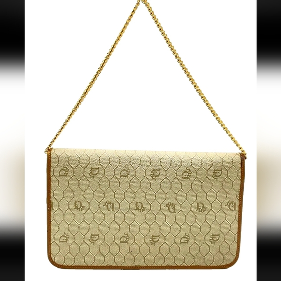 Dior HoneyComb Brown W/ Gold Harware Clutch W/ Chain Bag (EUC)✨️🖤✨️ - Picture 7 of 7